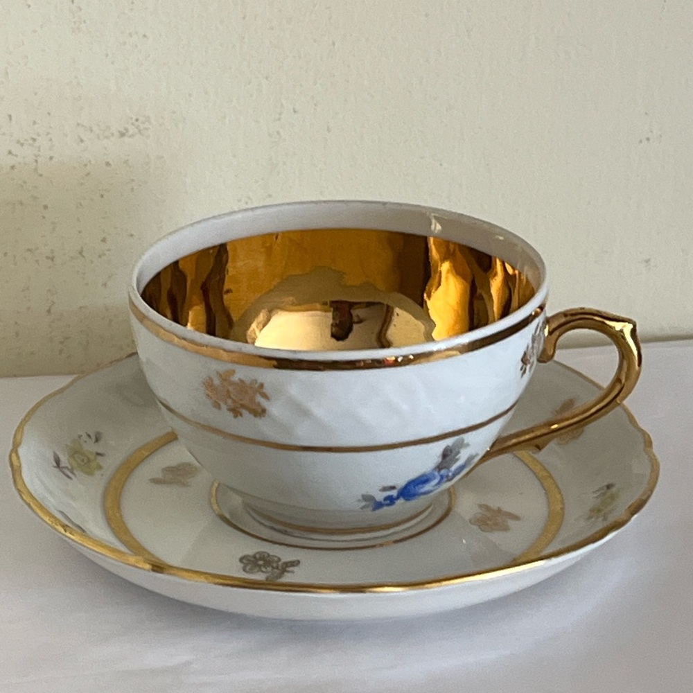 Bavaria Demitasse Cup and Saucer Set Teacup Gold Interior